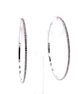 Rhinestone Super Big Hoop Earrings EH910185 Silver